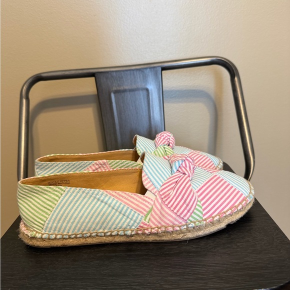 Talbots Pastel Striped Espadrilles with Bow Sz 7.5 - Picture 4 of 14